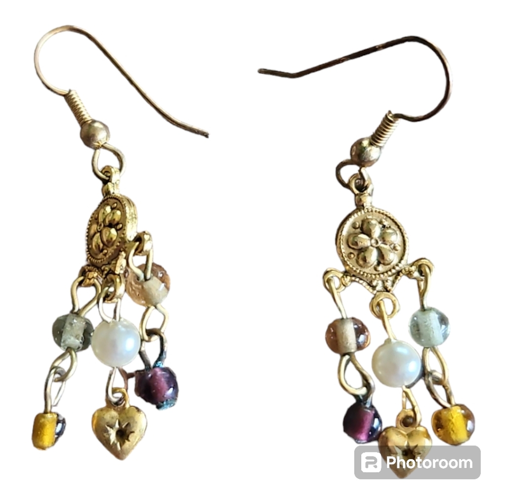 Vintage Gold Tone Drop Earrings